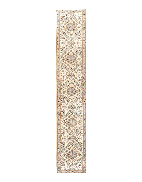 Fine Hand knotted Persian silk & wool 6 LA Nain Runner  2'11"X 17'3"