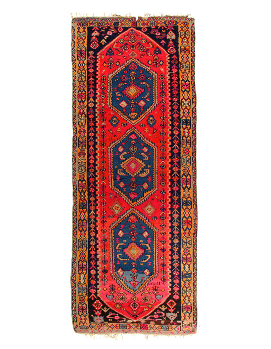 Rust Vintage Persian Reversible Kilim Flat Weave 5'X14'
