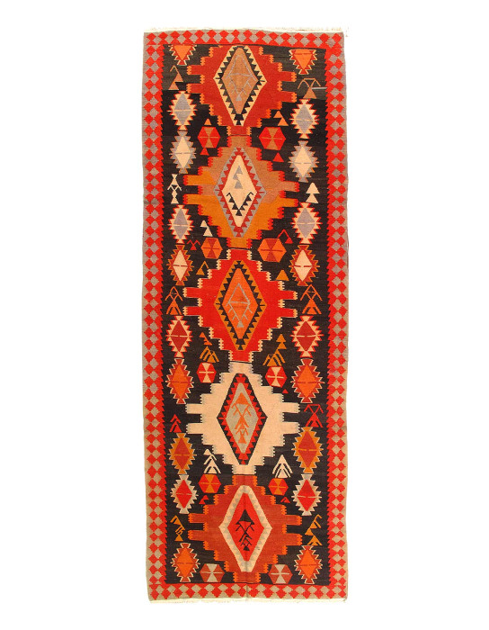 Rust Vintage Persian Reversible Kilim Flat Weave 4'6"X 13'