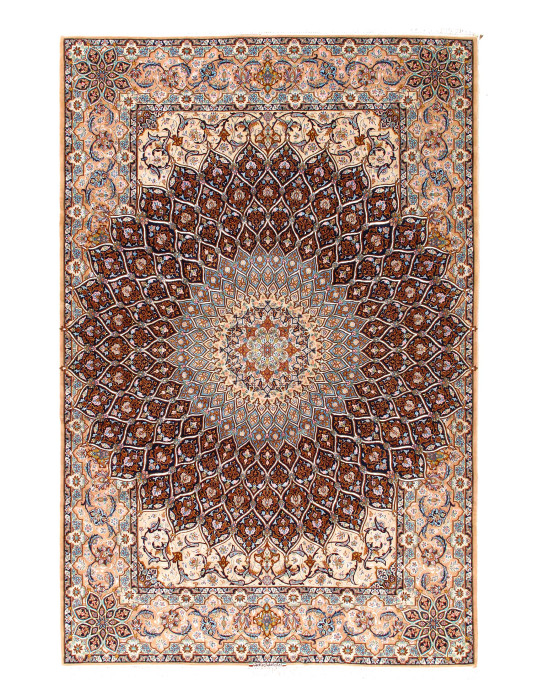 Fine Hand knotted Persian silk & wool Isfahan 6'8"X 10'2'