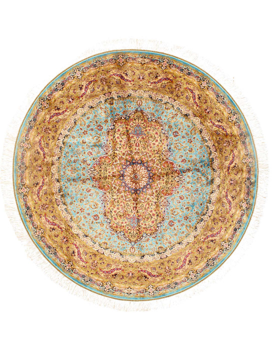Persian Qum Design Round Rug  4'9"X 4'9"