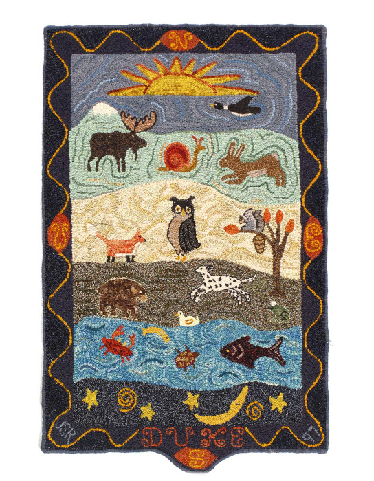 Antique American Hook Rug 2'6"x 3'7"