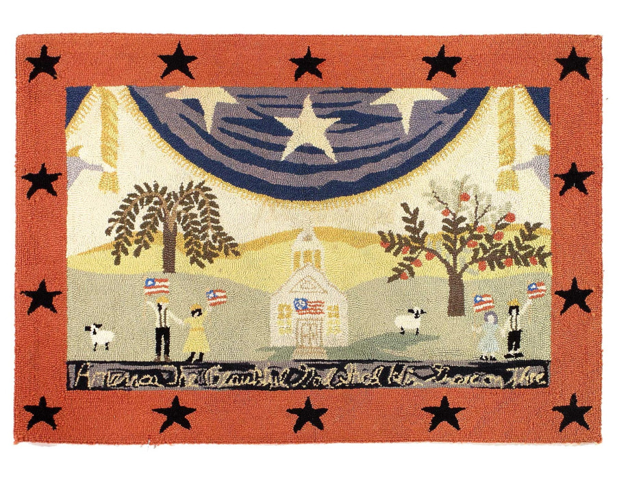 Antique American Hook Rug  2'4"X 3'4"